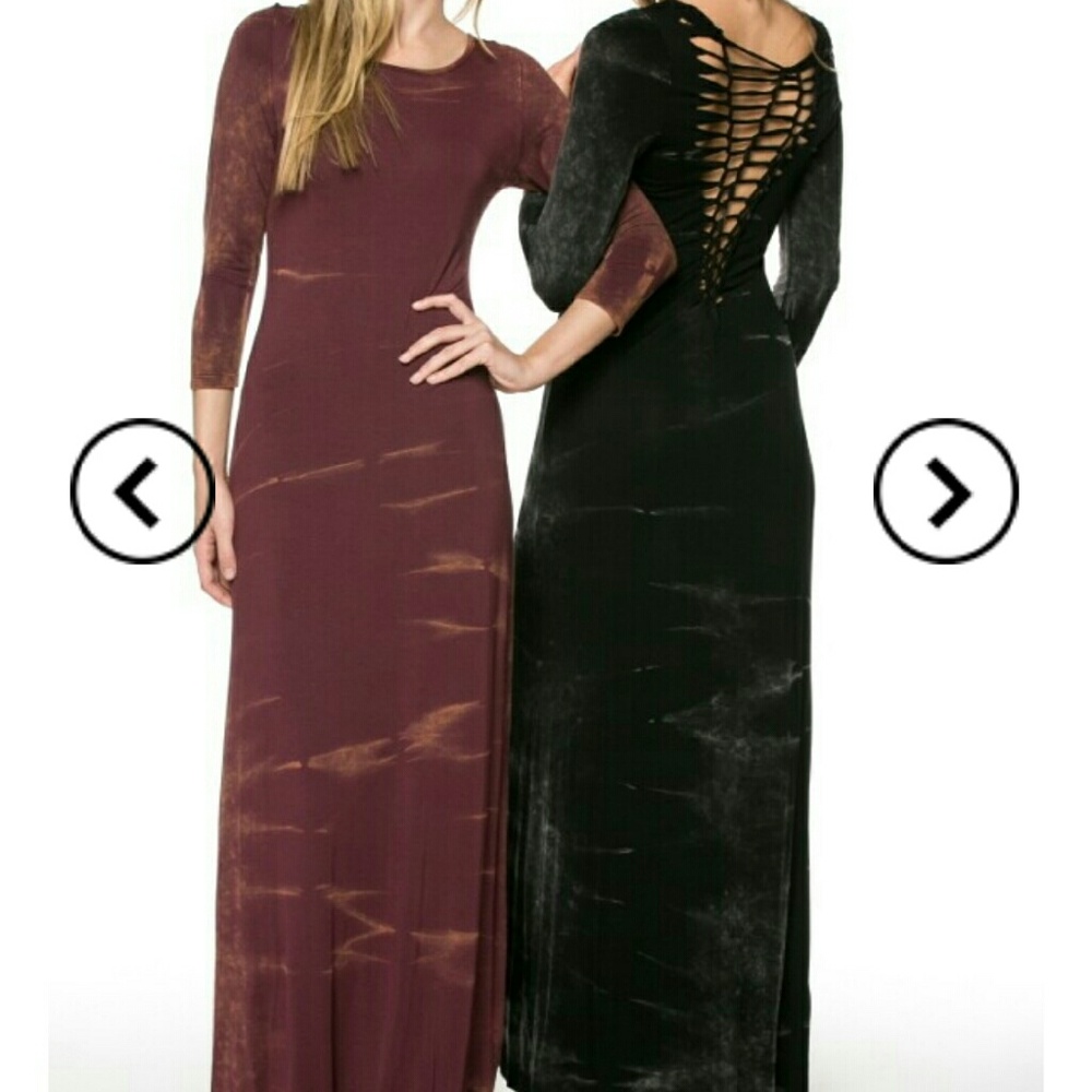 3/4 sleeve marbled maxi dress